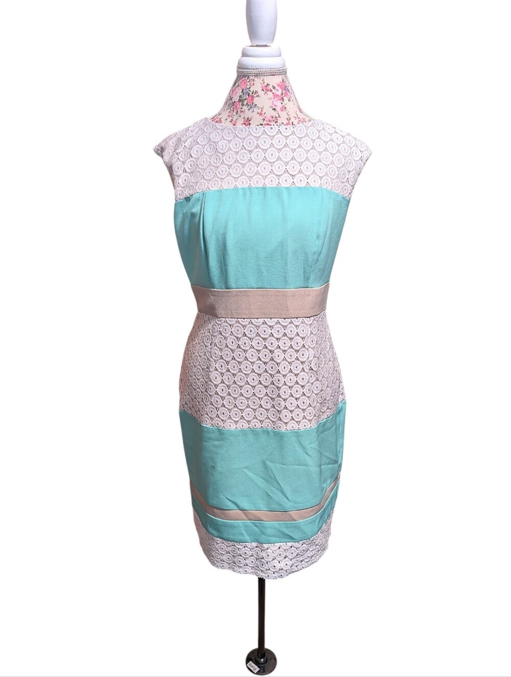 Studio One New York Lace Trimmed Sheath Dress